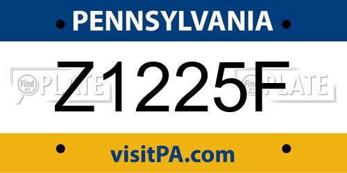 Z1225F Pennsylvania License Plate