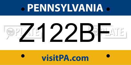 Z122BF Pennsylvania License Plate