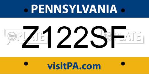 Z122SF Pennsylvania License Plate