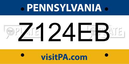 Z124EB Pennsylvania License Plate