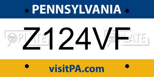 Z124VF Pennsylvania License Plate