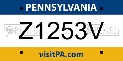 Z1253V Pennsylvania License Plate