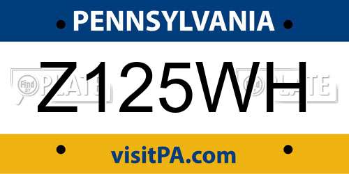 Z125WH Pennsylvania License Plate