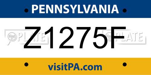 Z1275F Pennsylvania License Plate