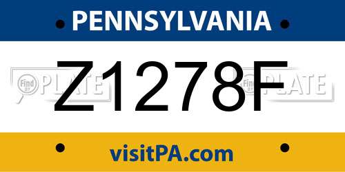 Z1278F Pennsylvania License Plate