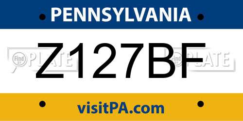 Z127BF Pennsylvania License Plate