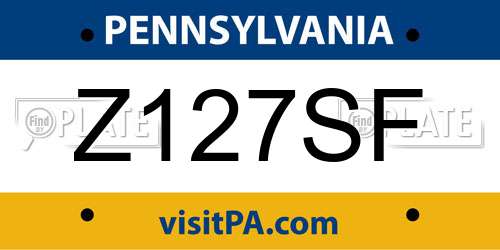 Z127SF Pennsylvania License Plate