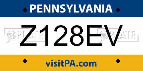 Z128EV Pennsylvania License Plate