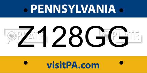 Z128GG Pennsylvania License Plate