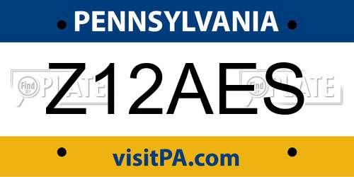 Z12AES Pennsylvania License Plate