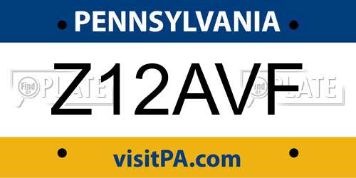 Z12AVF Pennsylvania License Plate