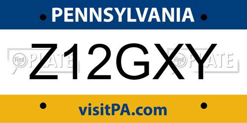 Z12GXY Pennsylvania License Plate
