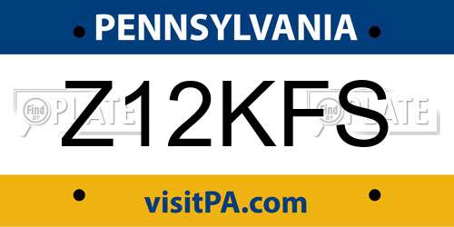 Z12KFS Pennsylvania License Plate