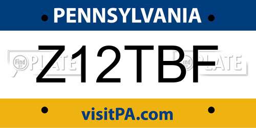 Z12TBF Pennsylvania License Plate
