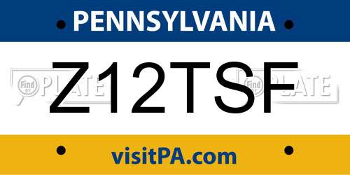 Z12TSF Pennsylvania License Plate