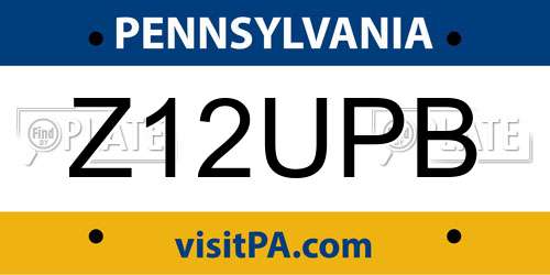 Z12UPB Pennsylvania License Plate