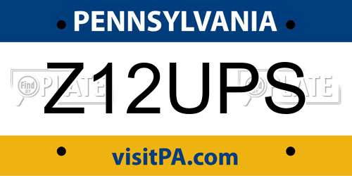 Z12UPS Pennsylvania License Plate