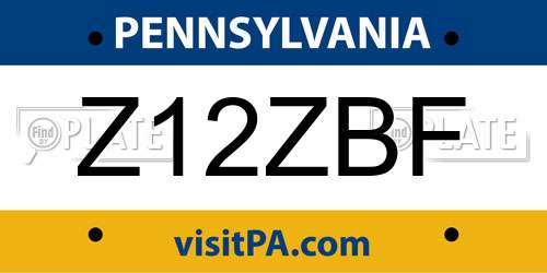 Z12ZBF Pennsylvania License Plate