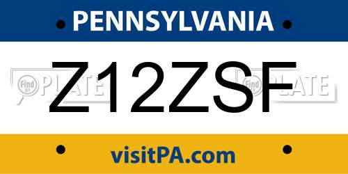 Z12ZSF Pennsylvania License Plate
