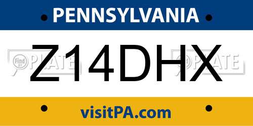 Z14DHX Pennsylvania License Plate