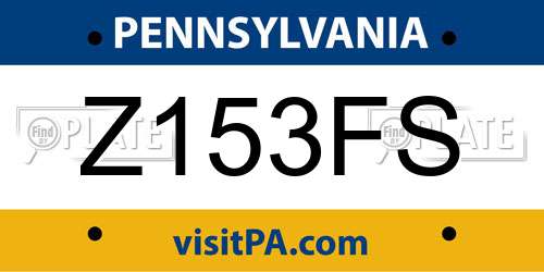 Z153FS Pennsylvania License Plate