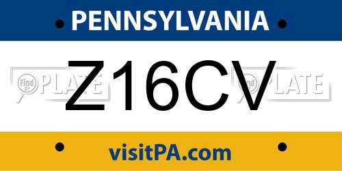 Z16CV Pennsylvania License Plate