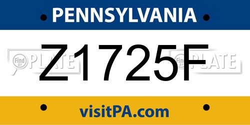 Z1725F Pennsylvania License Plate