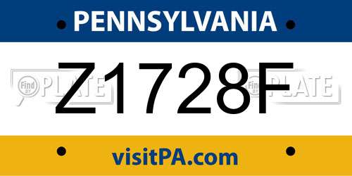 Z1728F Pennsylvania License Plate
