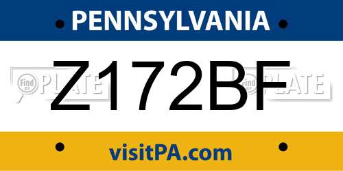 Z172BF Pennsylvania License Plate