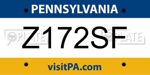 Z172SF Pennsylvania License Plate