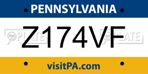 Z174VF Pennsylvania License Plate