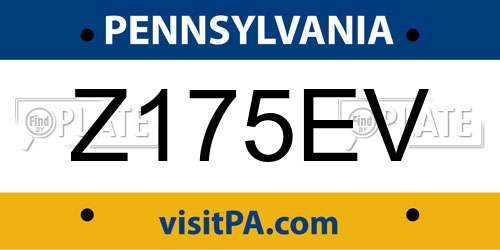 Z175EV Pennsylvania License Plate