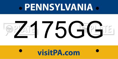 Z175GG Pennsylvania License Plate