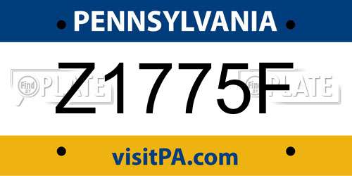 Z1775F Pennsylvania License Plate