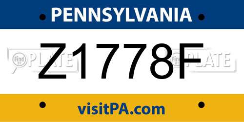 Z1778F Pennsylvania License Plate
