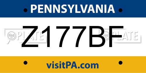 Z177BF Pennsylvania License Plate