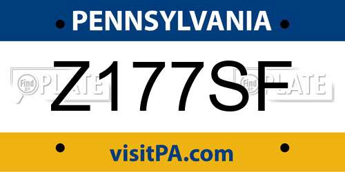 Z177SF Pennsylvania License Plate