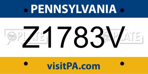 Z1783V Pennsylvania License Plate