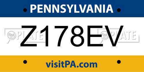 Z178EV Pennsylvania License Plate