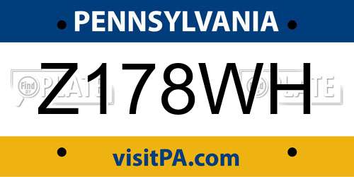 Z178WH Pennsylvania License Plate