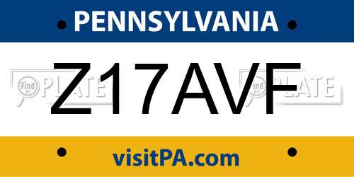 Z17AVF Pennsylvania License Plate