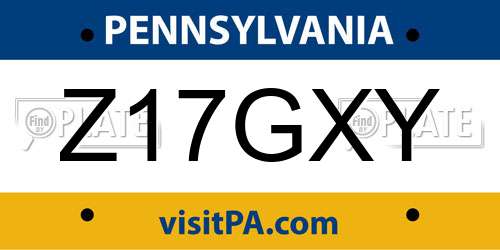 Z17GXY Pennsylvania License Plate