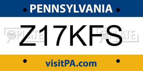 Z17KFS Pennsylvania License Plate