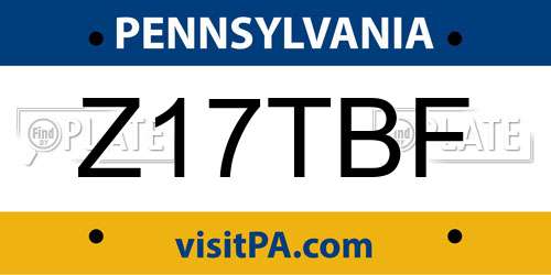 Z17TBF Pennsylvania License Plate