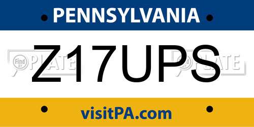 Z17UPS Pennsylvania License Plate