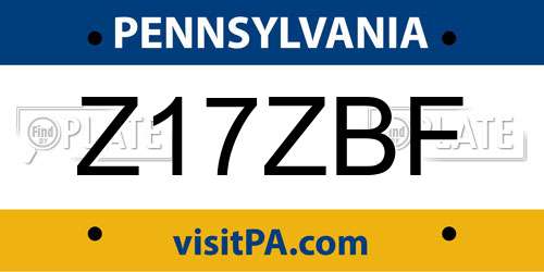 Z17ZBF Pennsylvania License Plate