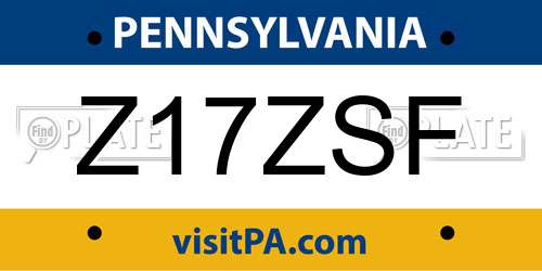 Z17ZSF Pennsylvania License Plate