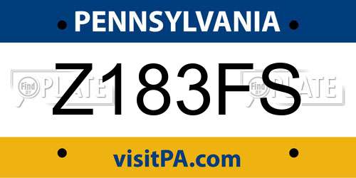 Z183FS Pennsylvania License Plate