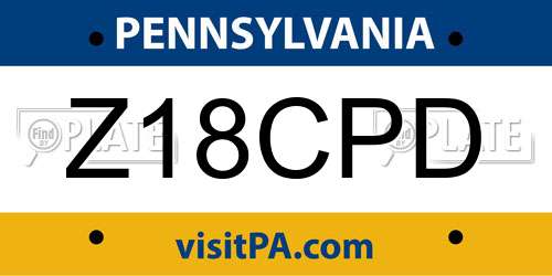 Z18CPD Pennsylvania License Plate