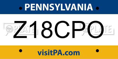 Z18CPO Pennsylvania License Plate